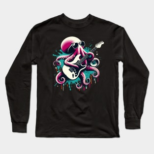 Guitar Cat Novelty Rock Music Band Concert Funny Cat Long Sleeve T-Shirt